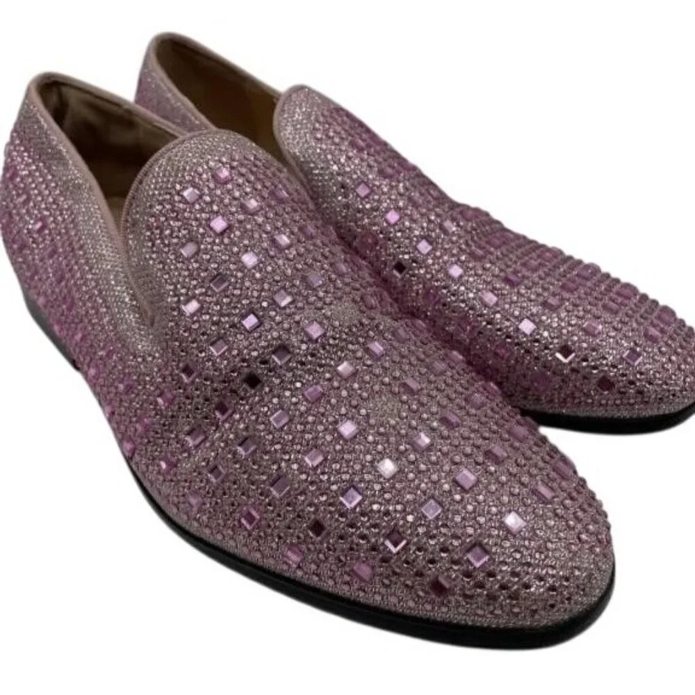 Royal Swank Pink Mauve Rhinestone Studded Embellished Loafers driving shoes sz 8
